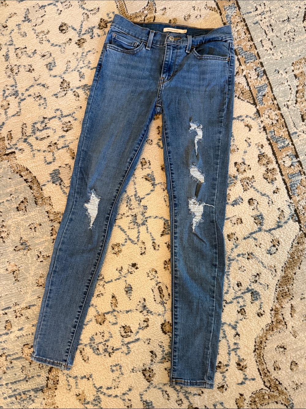 Levi's Medium Blue Distressed Skinny Jeans